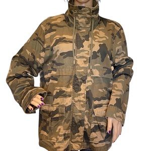 BKE Camouflage Military Look Utility Canvas Lightweight Coat Jacket Size XL VGC